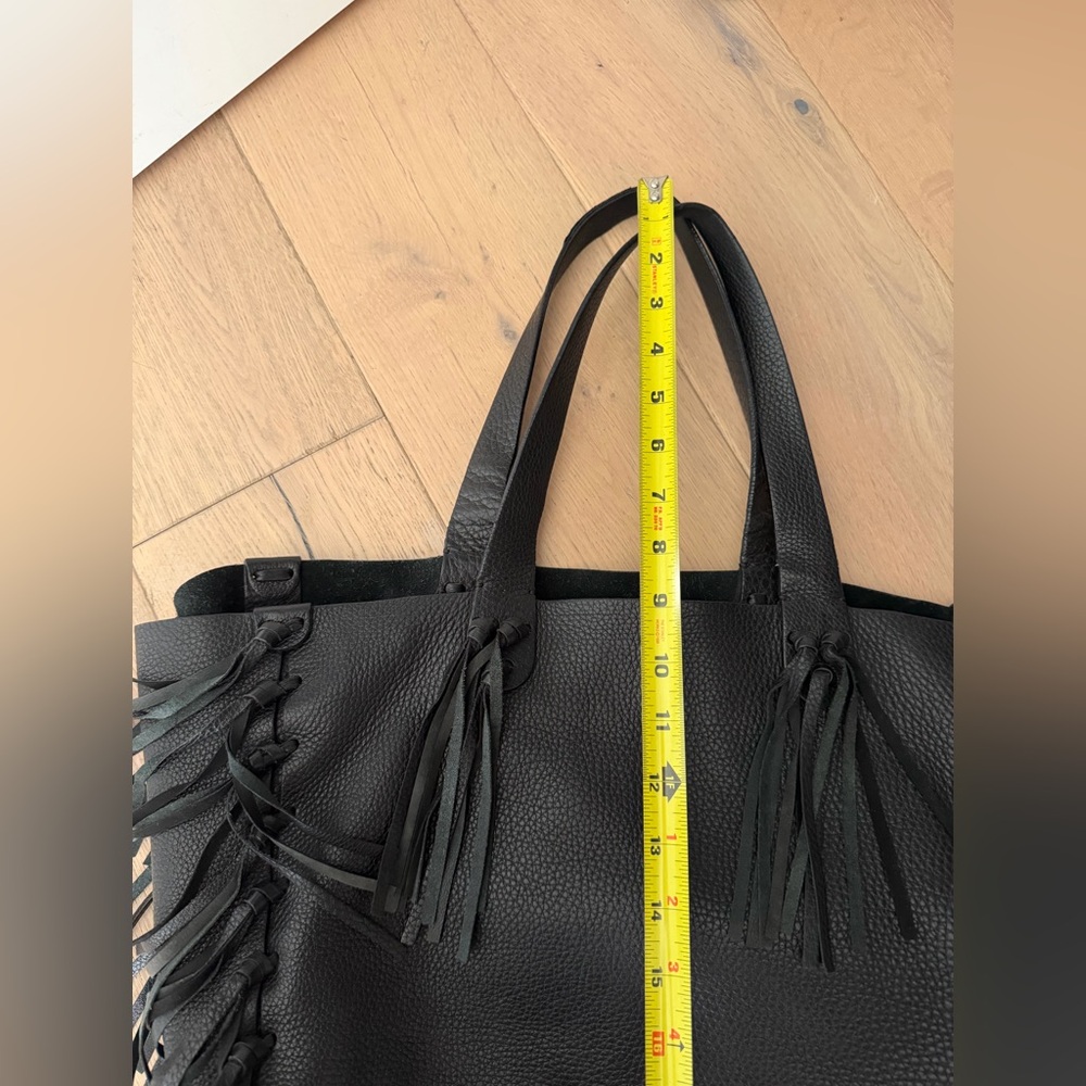 Valentino Black Leather C-Rockee Fringe Tote - Picture 7 of 15